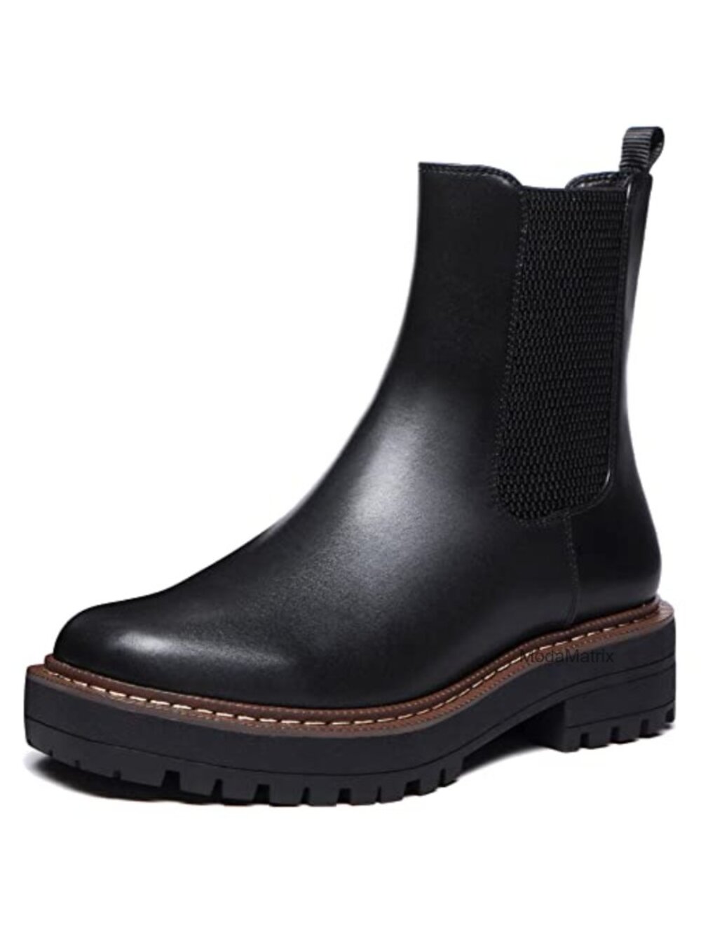 Chelsea Platform Ankle Boots Low Heel PU Faux Sheepskin Waterproof Pull On